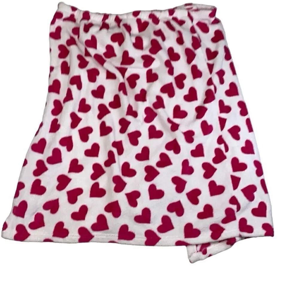 Towel Wrap White with Pink Hearts Hook and Loop Elastic Size 3X